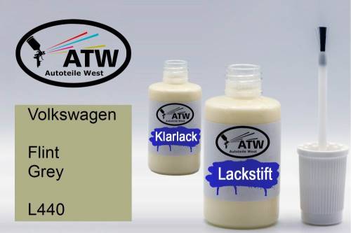 Volkswagen, Flint Grey, L440: 20ml Lackstift + 20ml Klarlack - Set, von ATW Autoteile West.